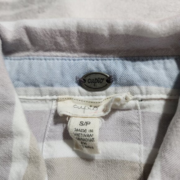 Cupio Multi Striped Sleeveless Button Blouse Blue Pastel Sz S - Picture 3 of 4